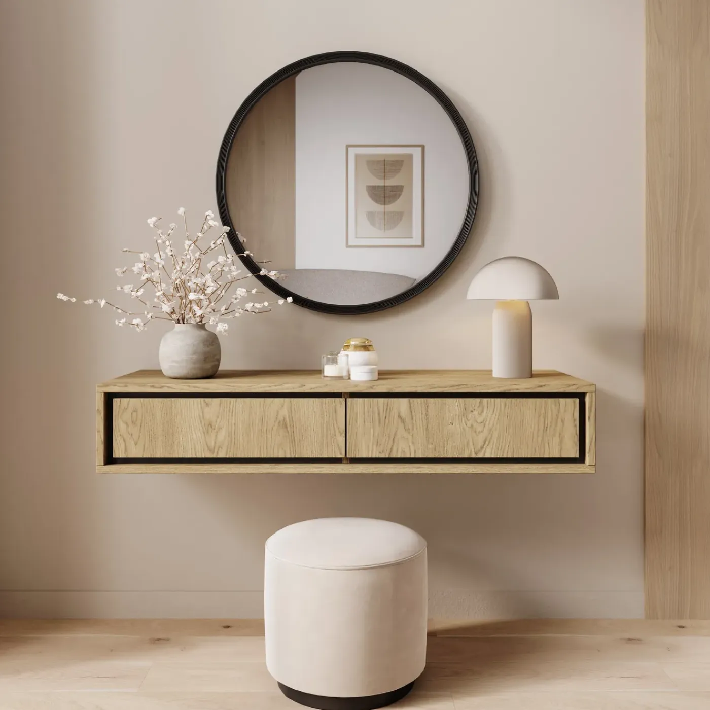 Meubella Kaptafel Drenn - Licht Eikenpatroon - 101x35x18 Cm