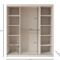 Meubella Kledingkast Bodhi - Zwart - 180x62x200 Cm - Met Spiegel