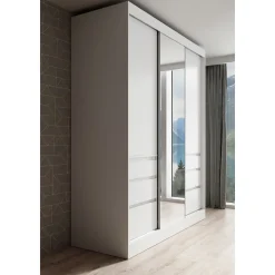 Meubella Kledingkast Henry - Wit - 180x65x216 Cm - Met Spiegel