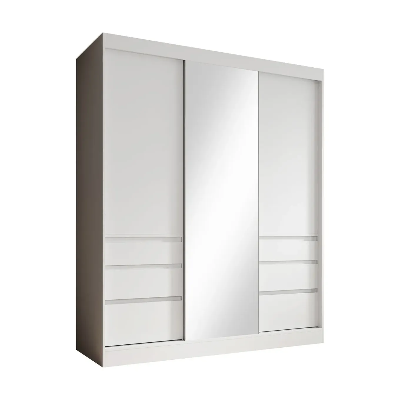 Meubella Kledingkast Henry - Wit - 180x65x216 Cm - Met Spiegel