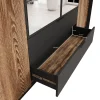 Meubella Kledingkast Mulvey - Eiken - Antraciet - 223x59x210 Cm - Met Spiegel