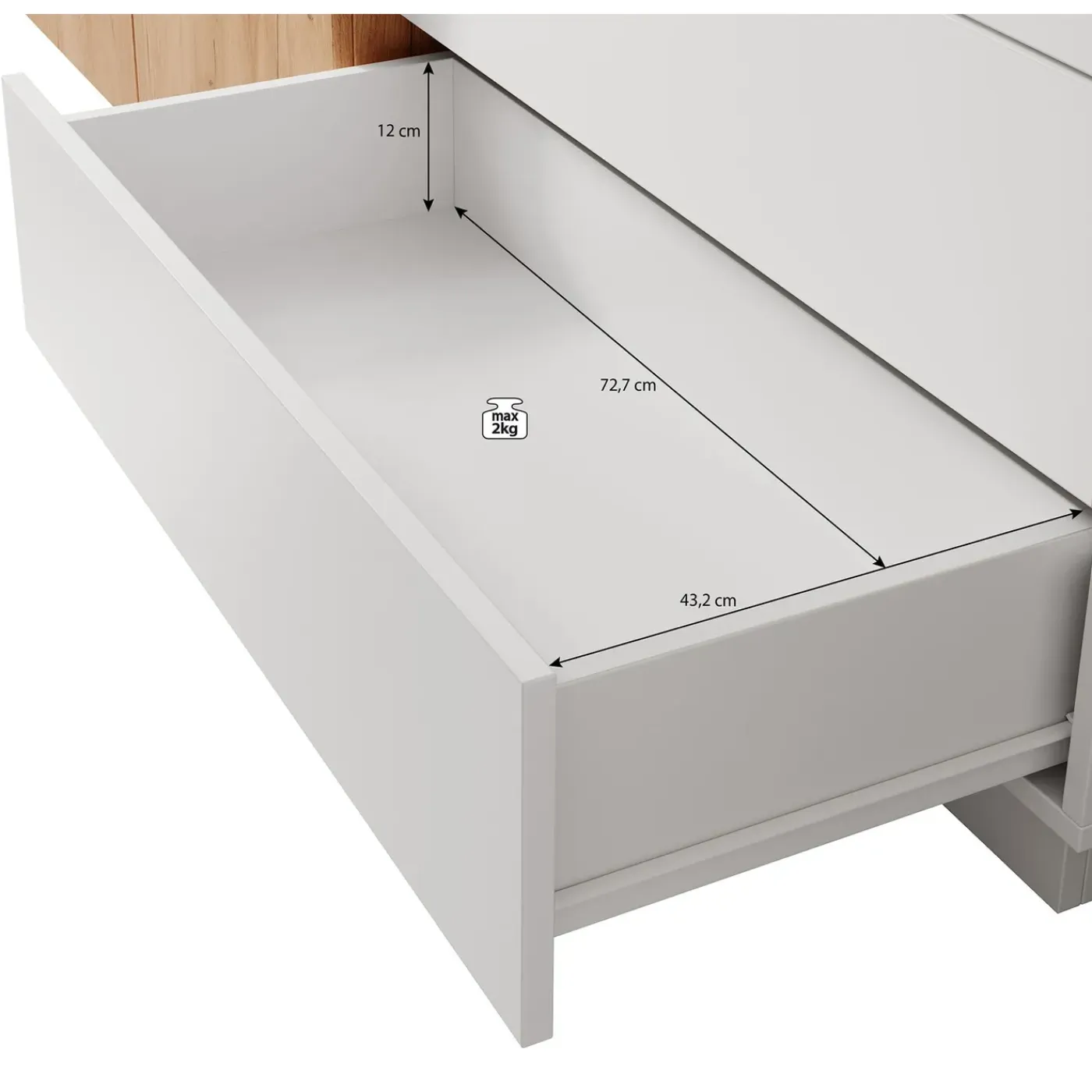 Meubella Kledingkast Three - Wit - Eiken - 230x52x202 Cm