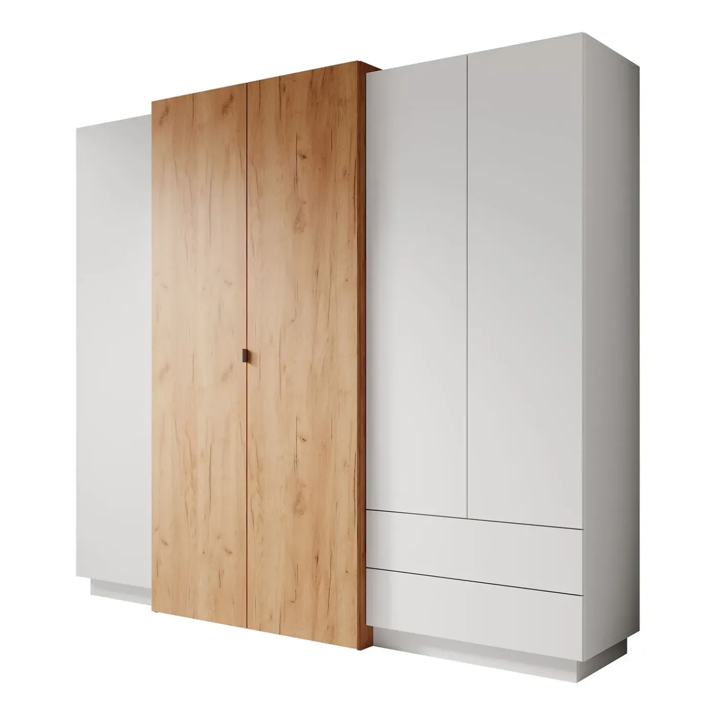 Meubella Kledingkast Three - Wit - Eiken - 230x52x202 Cm