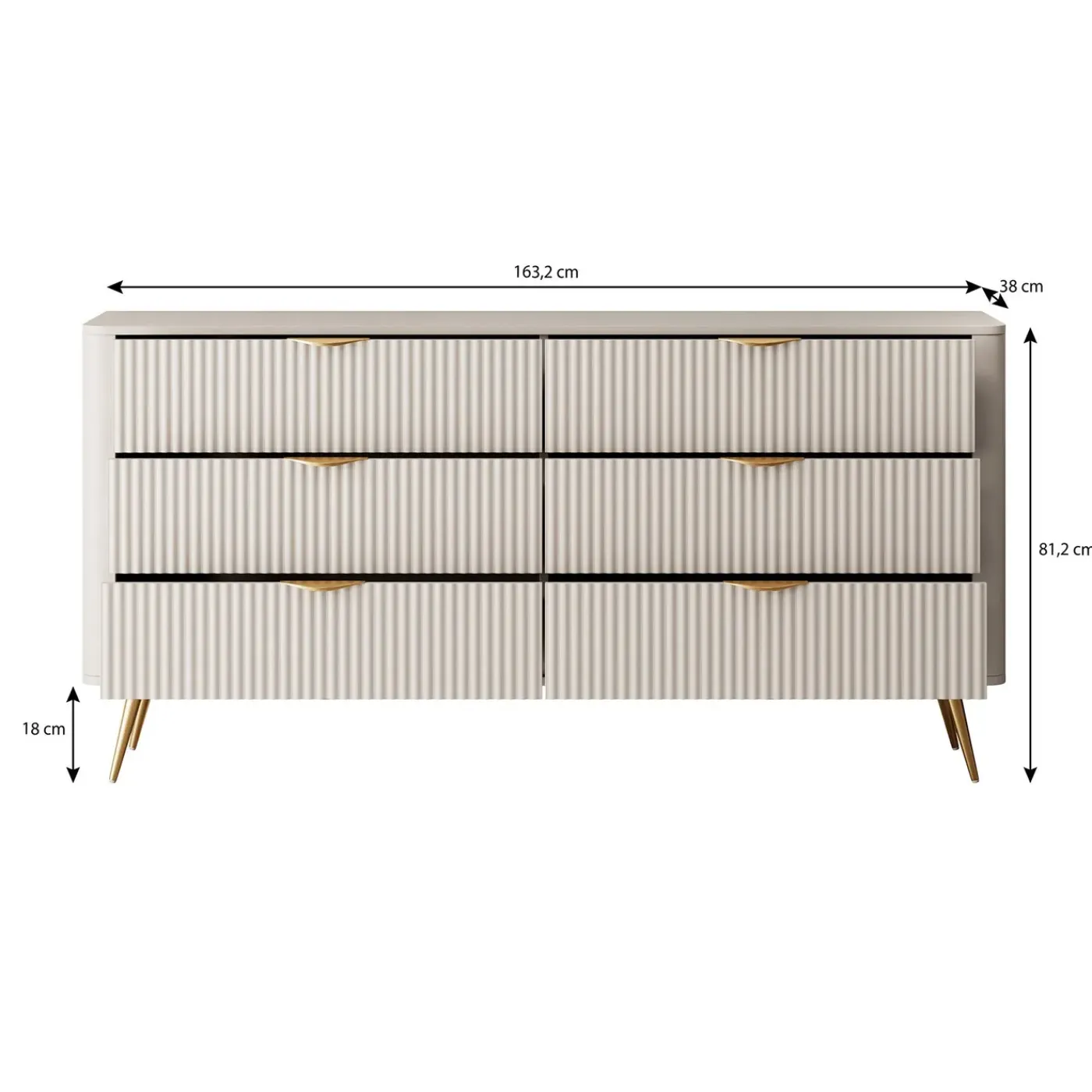 Meubella Ladekast Lima - Beige - 163x38x81 Cm