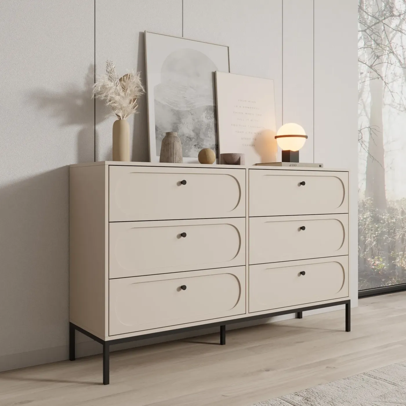 Meubella Ladekast Montserrat - Beige - 150x40x92 Cm