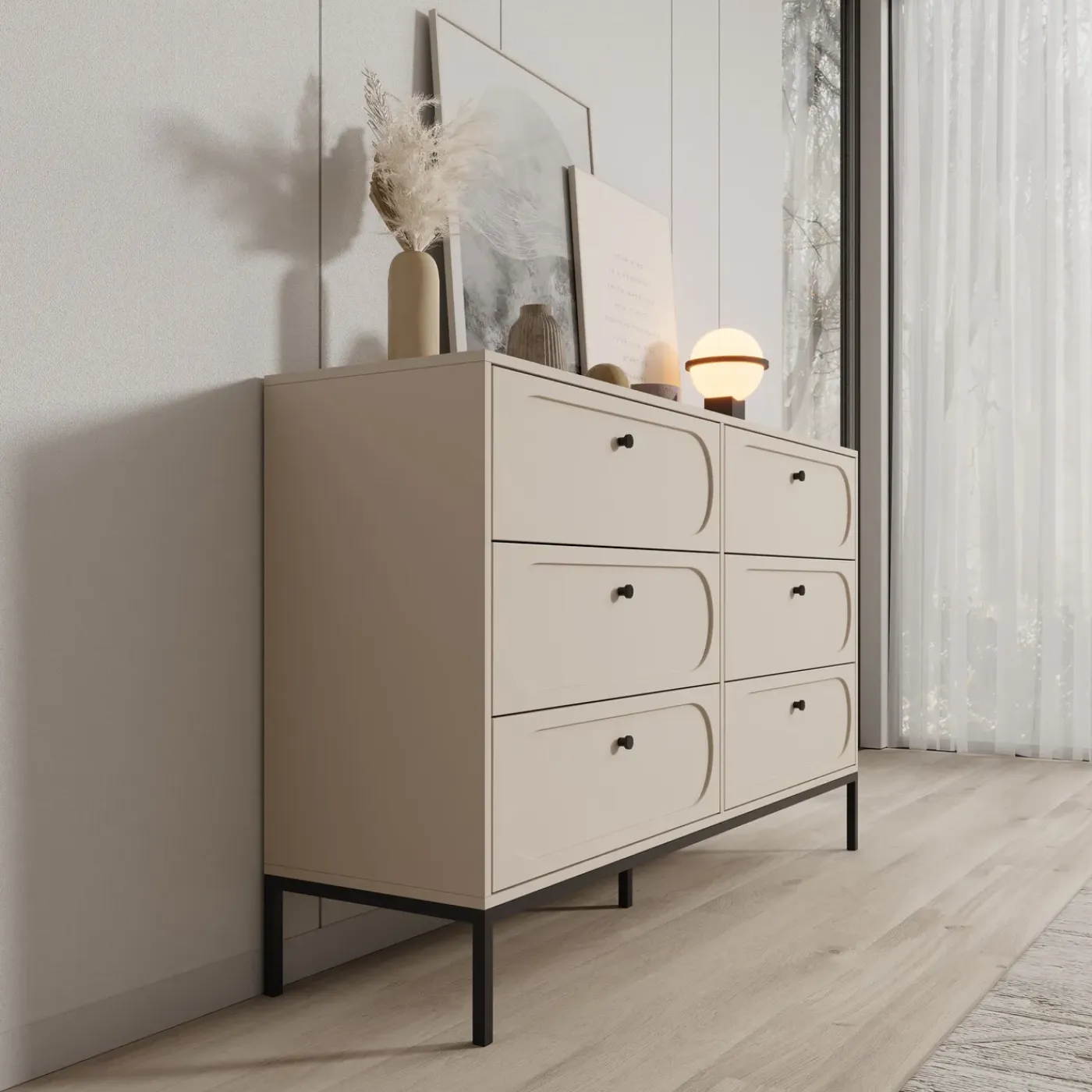 Meubella Ladekast Montserrat - Beige - 150x40x92 Cm