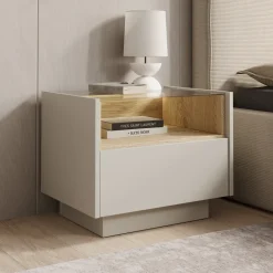Meubella Nachtkastje Heath - Beige - 53x40x43 Cm