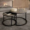 Meubella Salontafel Rica - Grijs Marmerlook - Set Van 2