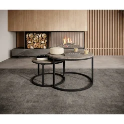 Meubella Salontafel Rica - Grijs Marmerlook - Set Van 2