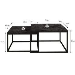 Meubella Salontafel Styler - Old Wood - Set Van 2