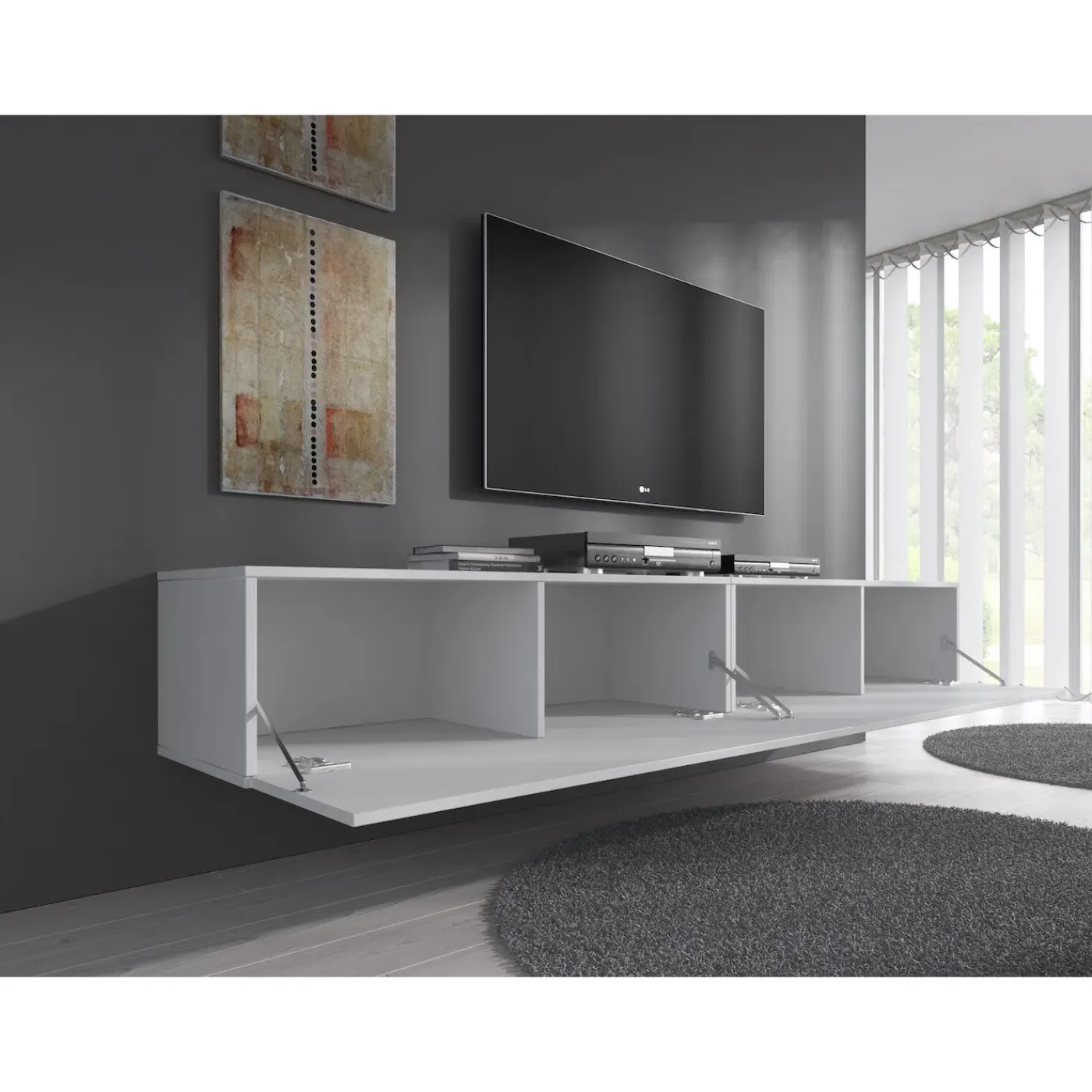 Meubella Tv-meubel Flame - Wit - 200x40x30 Cm