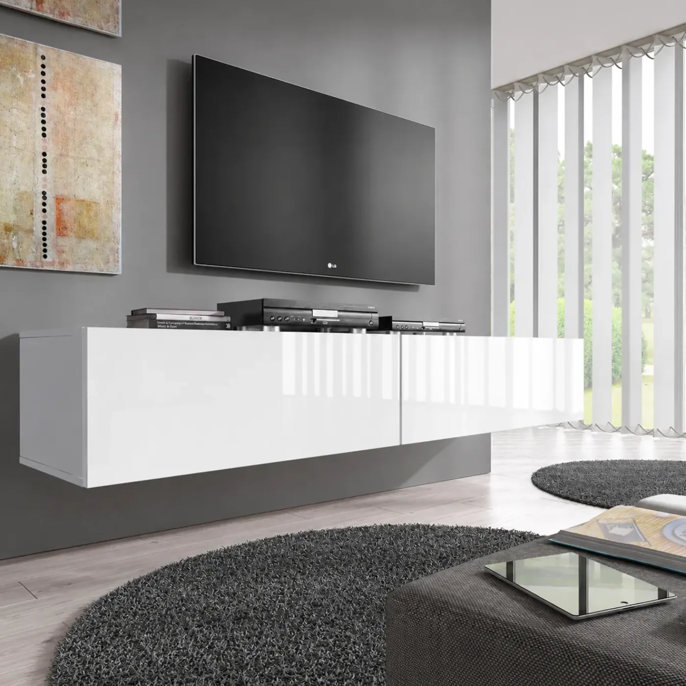 Meubella Tv-meubel Flame - Wit - 200x40x30 Cm