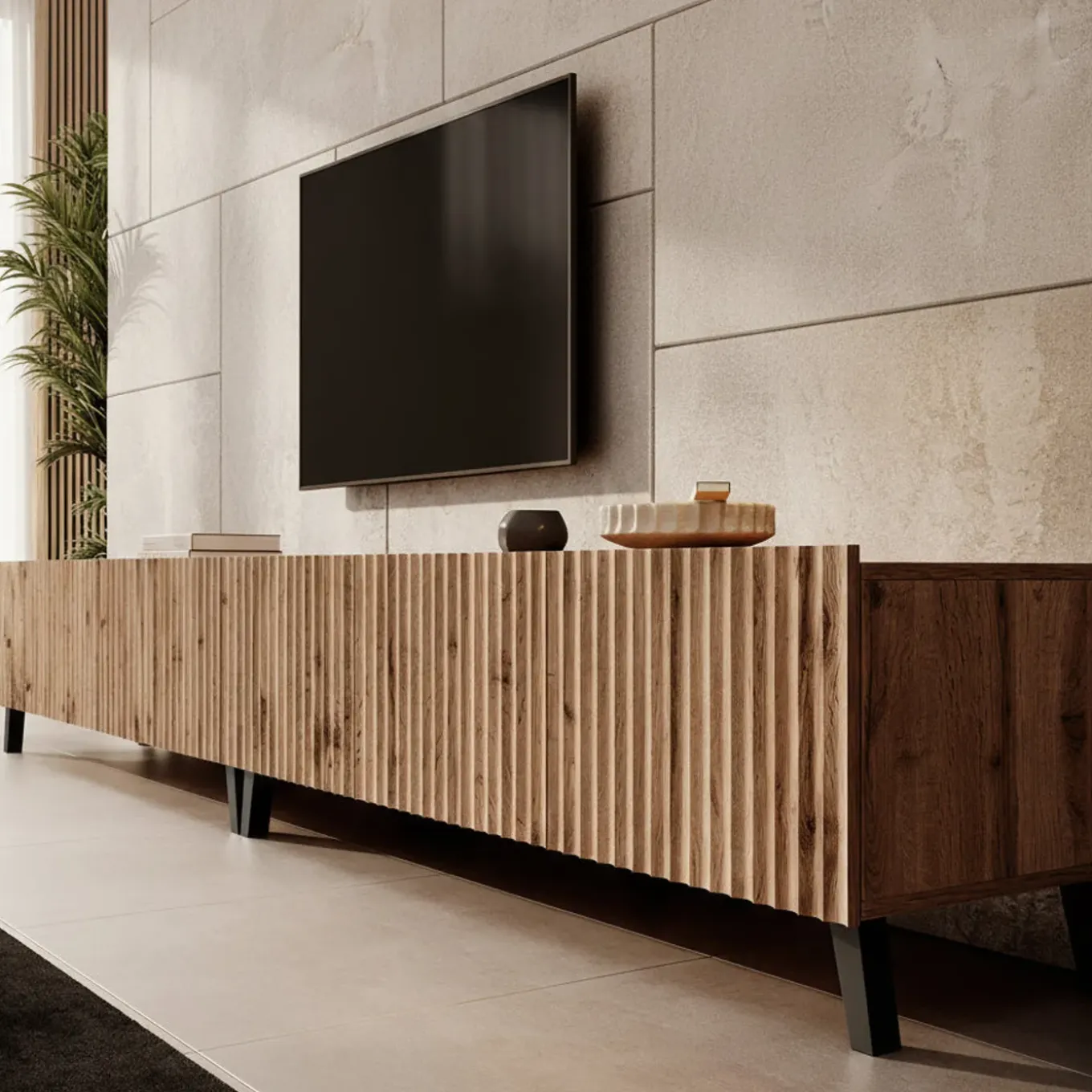 Meubella Tv-meubel Pepinos 2 - Eiken - 300x42x44 Cm