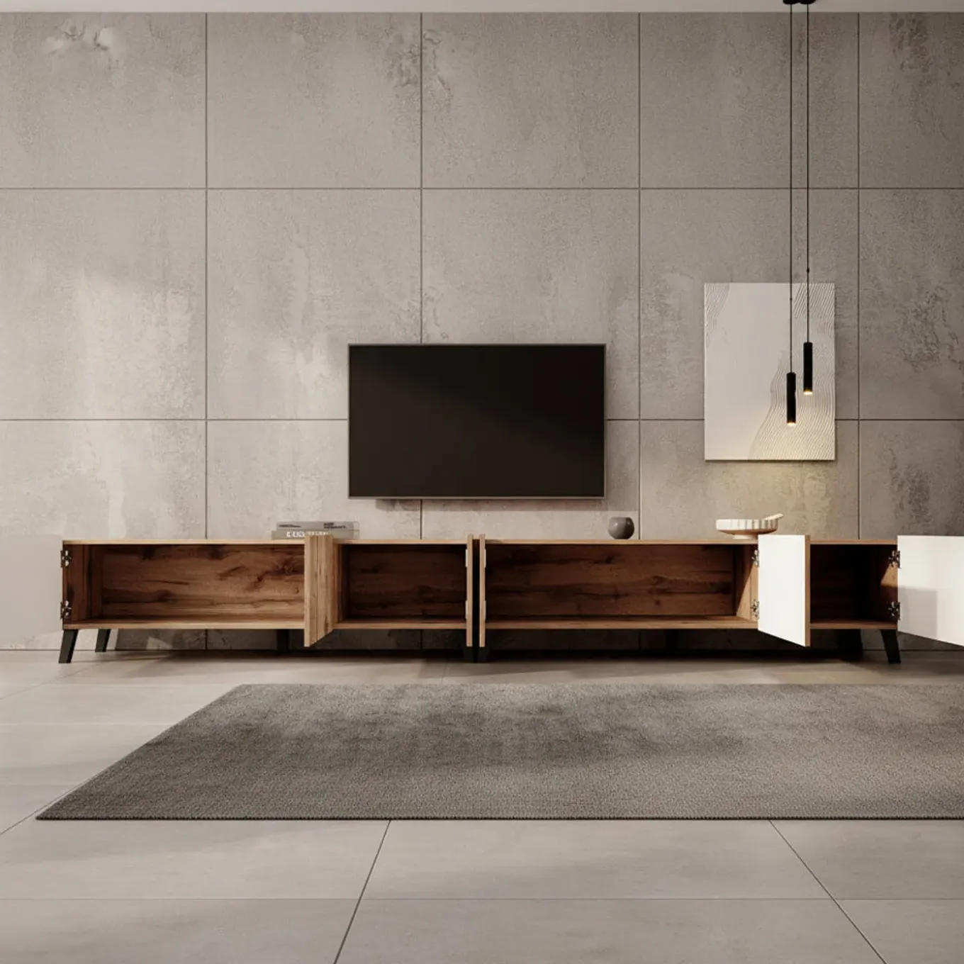 Meubella Tv-meubel Pepinos 2 - Eiken - 300x42x44 Cm