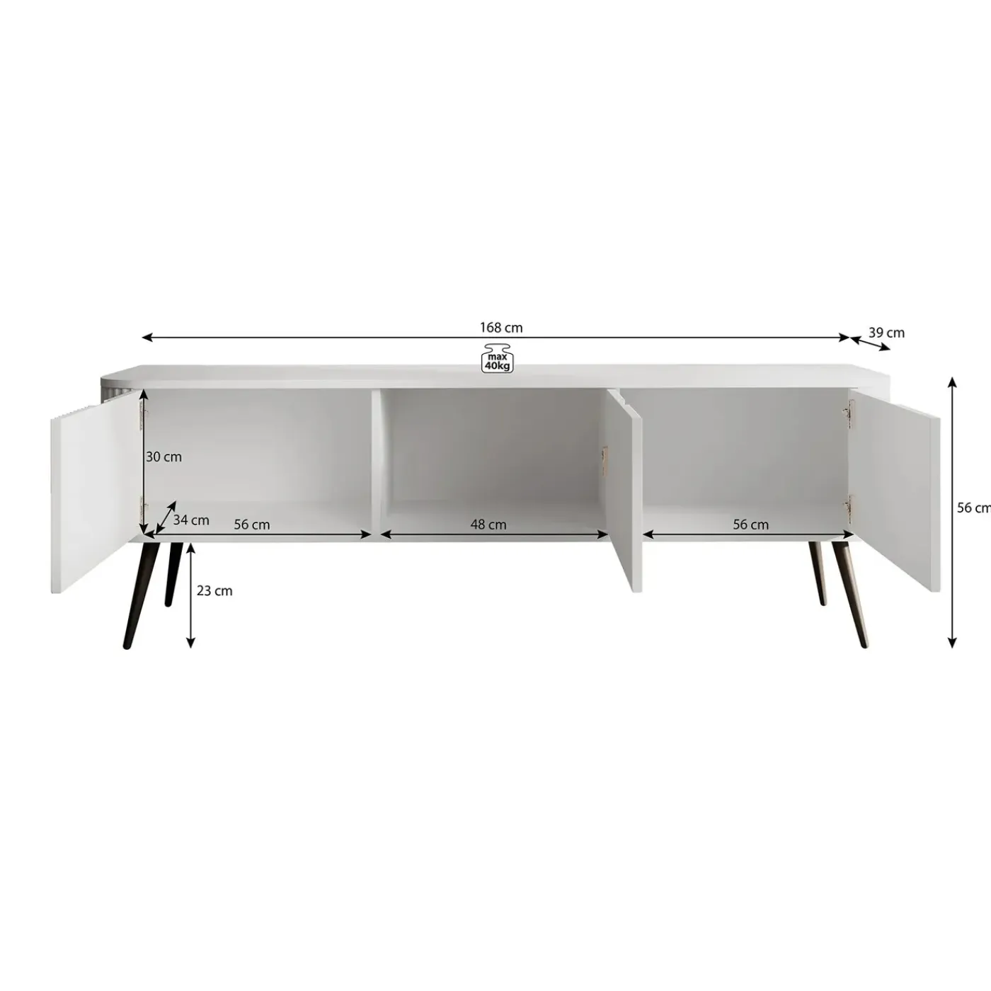 Meubella Tv-meubel Zakari - Beige - 168x39x56 Cm