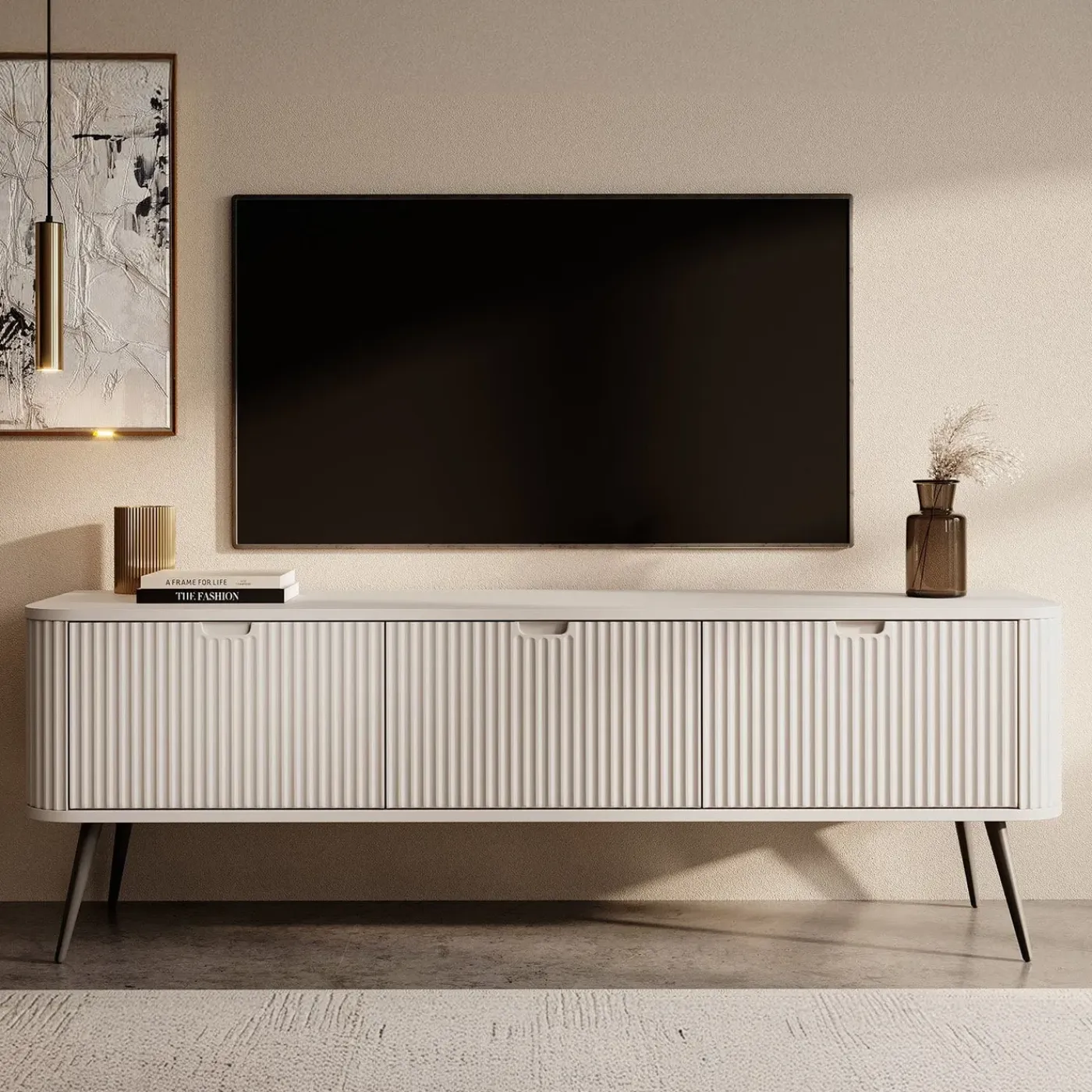 Meubella Tv-meubel Zakari - Beige - 168x39x56 Cm