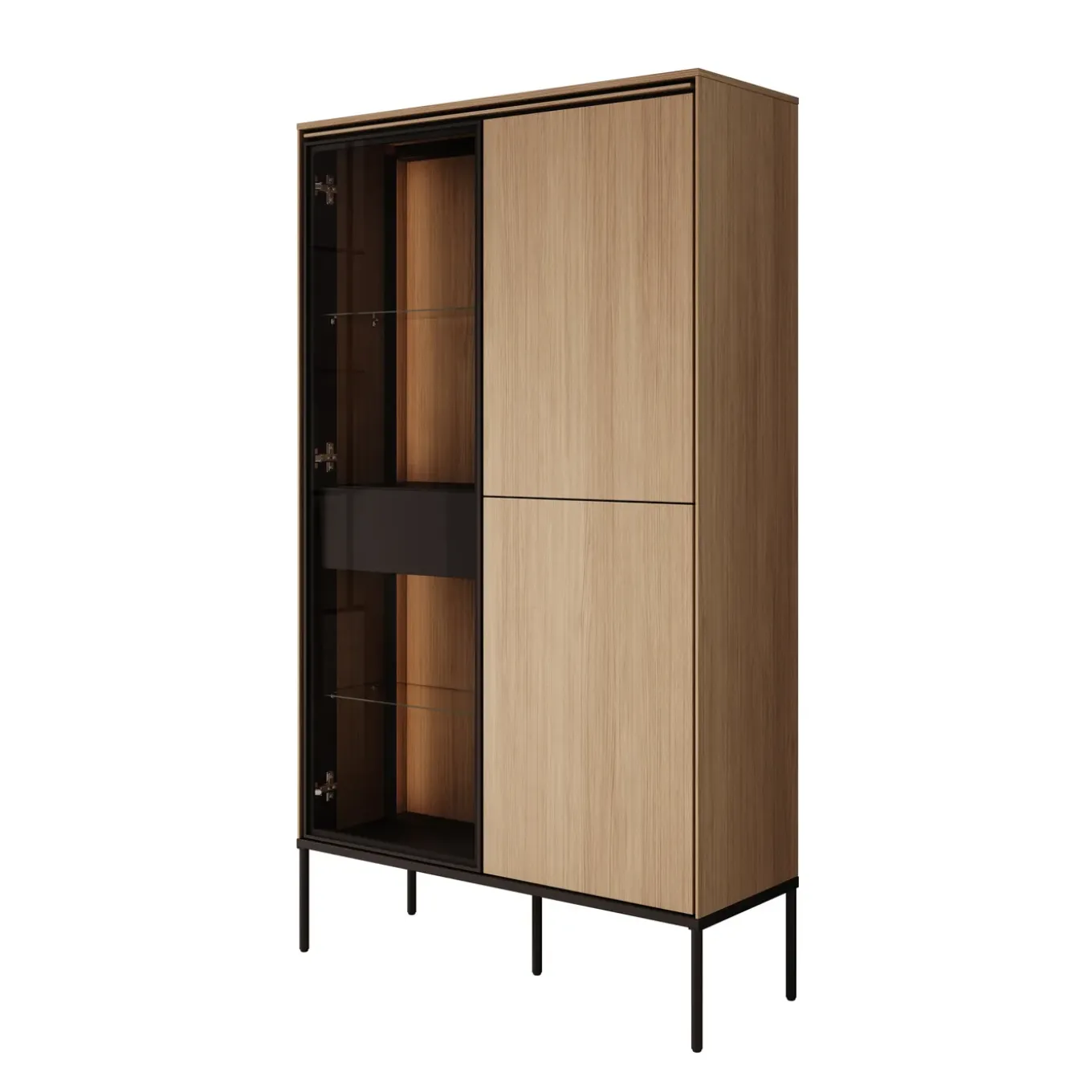 Meubella Vitrinekast Vicious - Eiken - 91x34x158 Cm