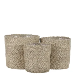 Mica Decorations Atlantic Mand Creme Set Van 3 - H16xd16cm