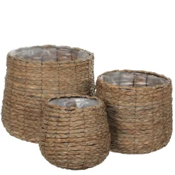 Mica Decorations Avalon Mand Rond L.bruin Set Van 3 - H31xd30cm