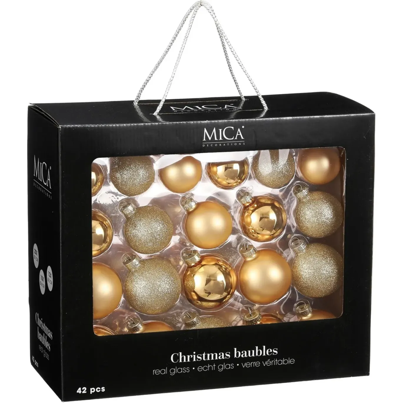 Mica Decorations Bal Glas Goud 42 Stuks - D7cm