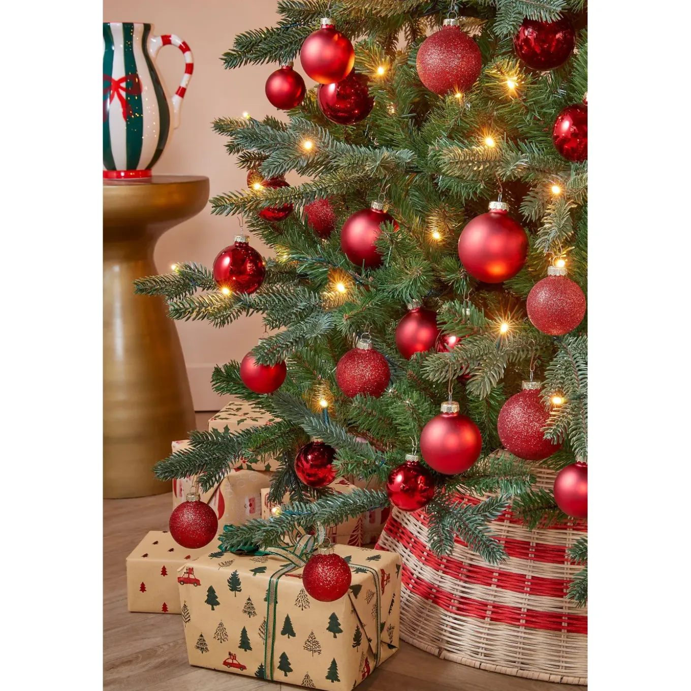 Mica Decorations Bal Glas Rood 42 Stuks - D7cm