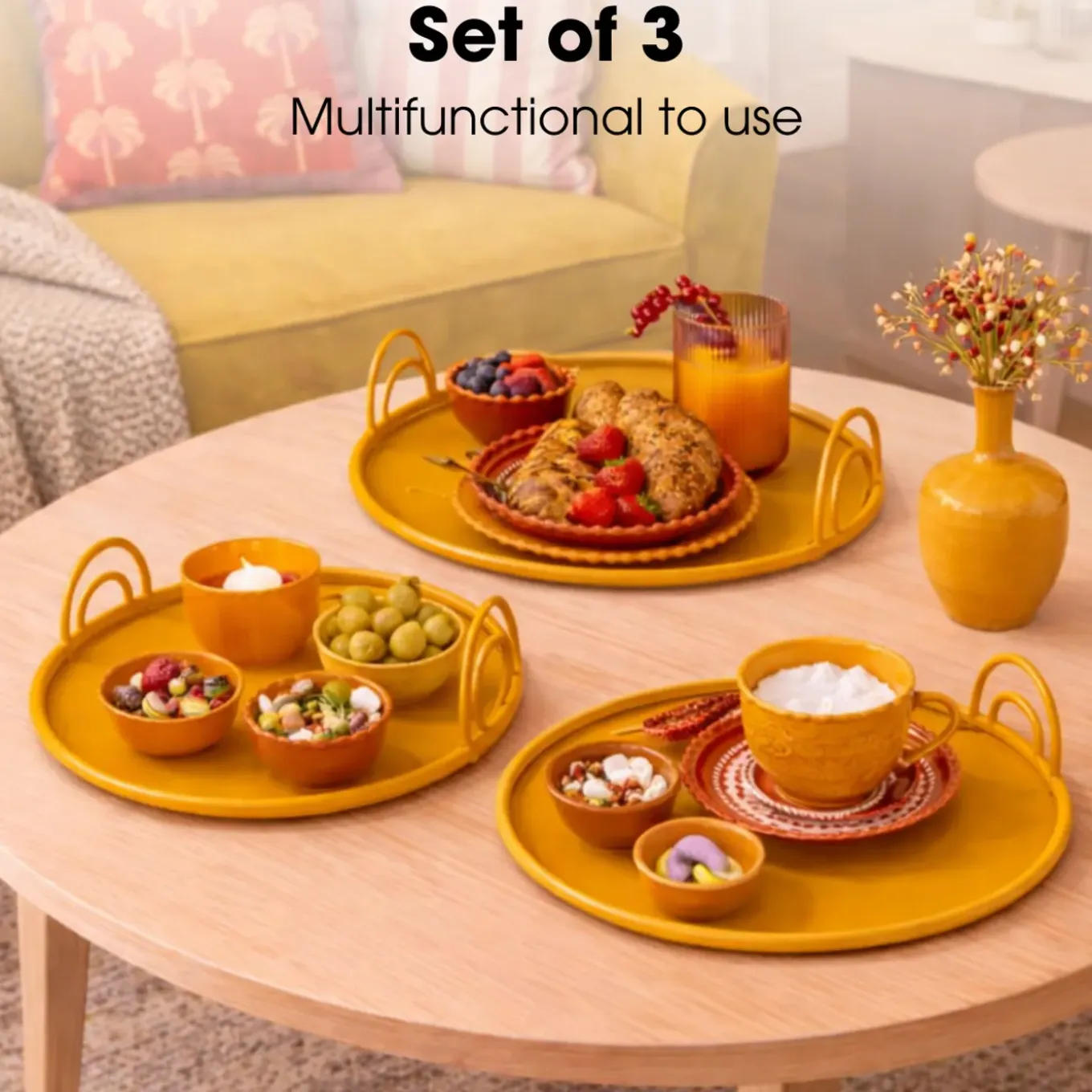 Mica Decorations Dienblad - Set Van 3 - Geel