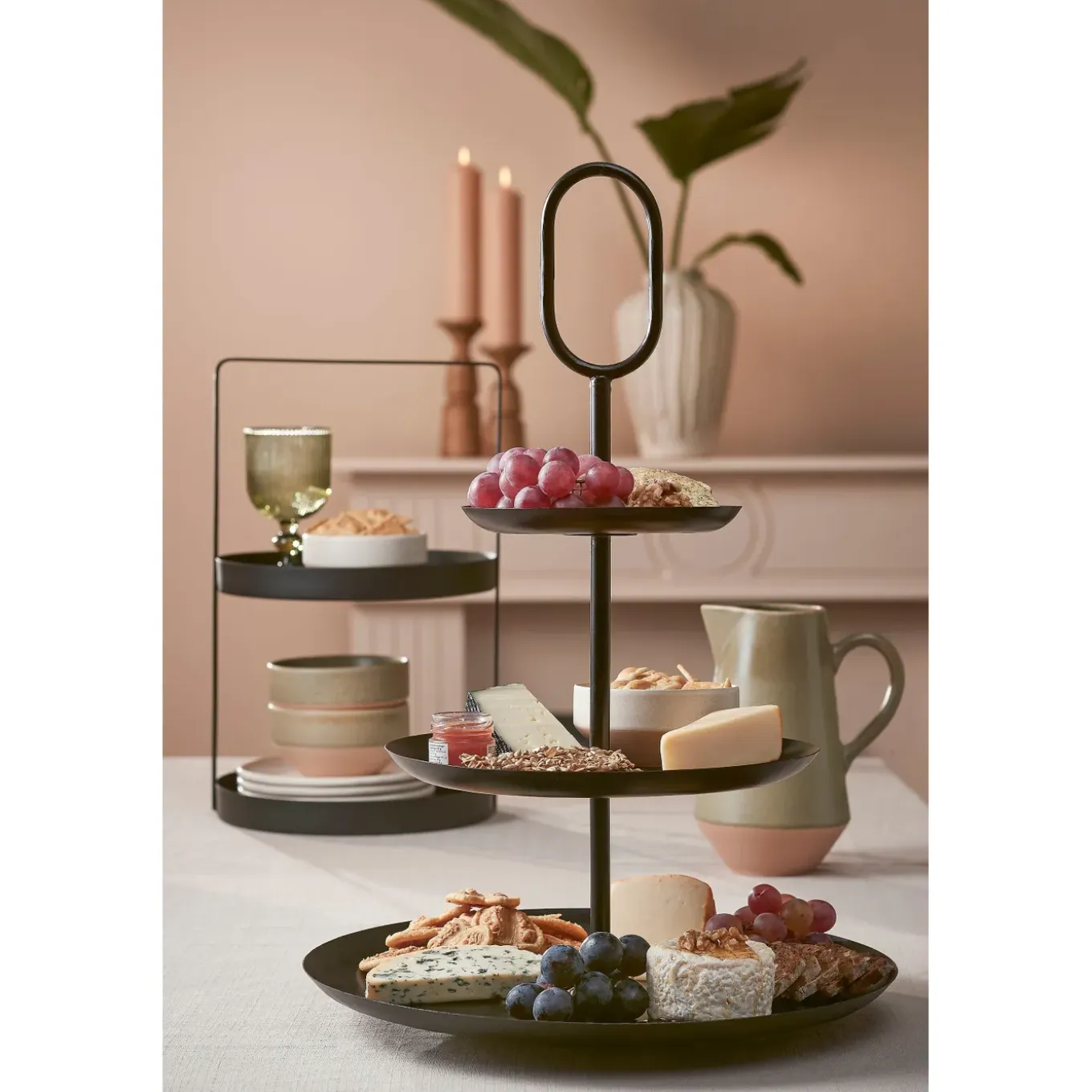 Mica Decorations Etagere Zwart - H41xd25cm