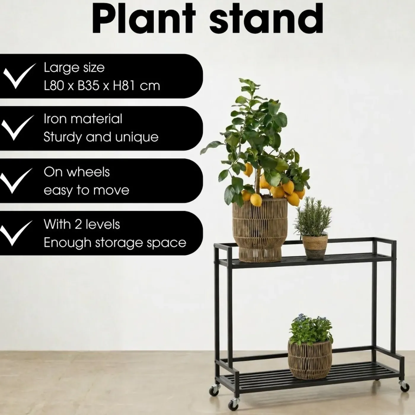 Mica Decorations Greenrax Plantenstandaard 81cm Zwart