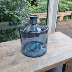 Mica Decorations Guan Fles Glas Blauw - H26xd21cm