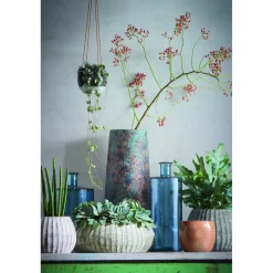 Mica Decorations Guan Fles Glas Blauw - H26xd21cm
