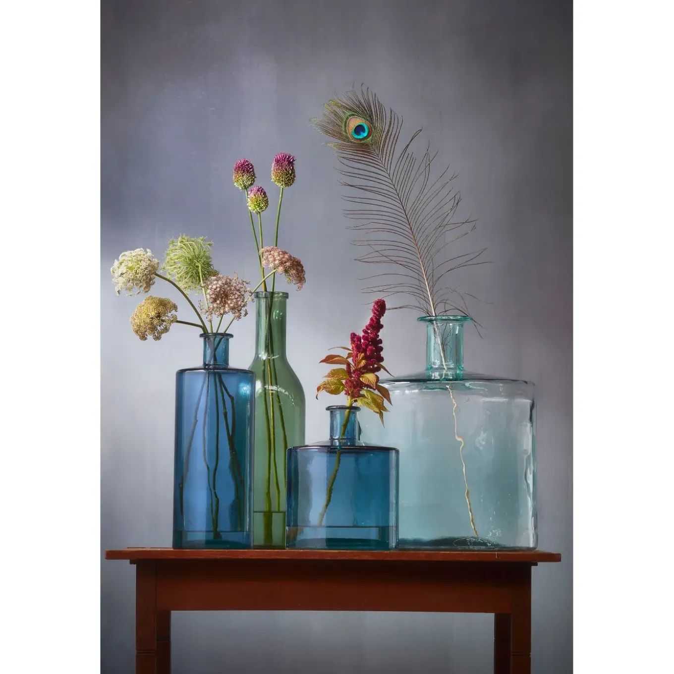 Mica Decorations Guan Fles Glas Blauw - H26xd21cm