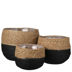 Mica Decorations Jorck Mand Rond Zwart Set Van 3 - H24xd26cm