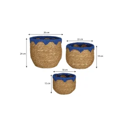 Mica Decorations Jorck Mand Rond Blauw Set Van 3 - H24xd26cm