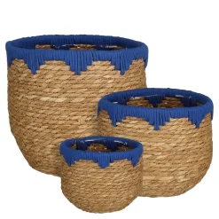Mica Decorations Jorck Mand Rond Blauw Set Van 3 - H24xd26cm
