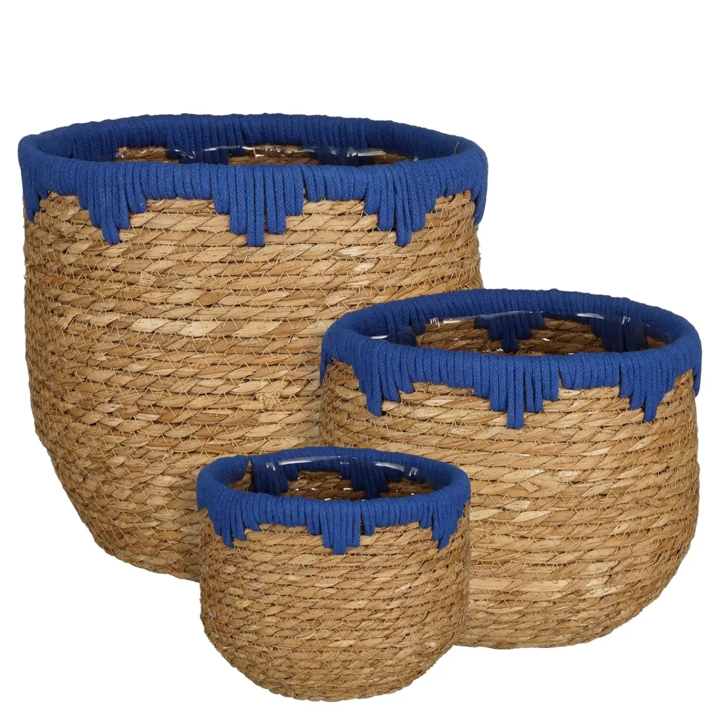 Mica Decorations Jorck Mand Rond Blauw Set Van 3 - H24xd26cm