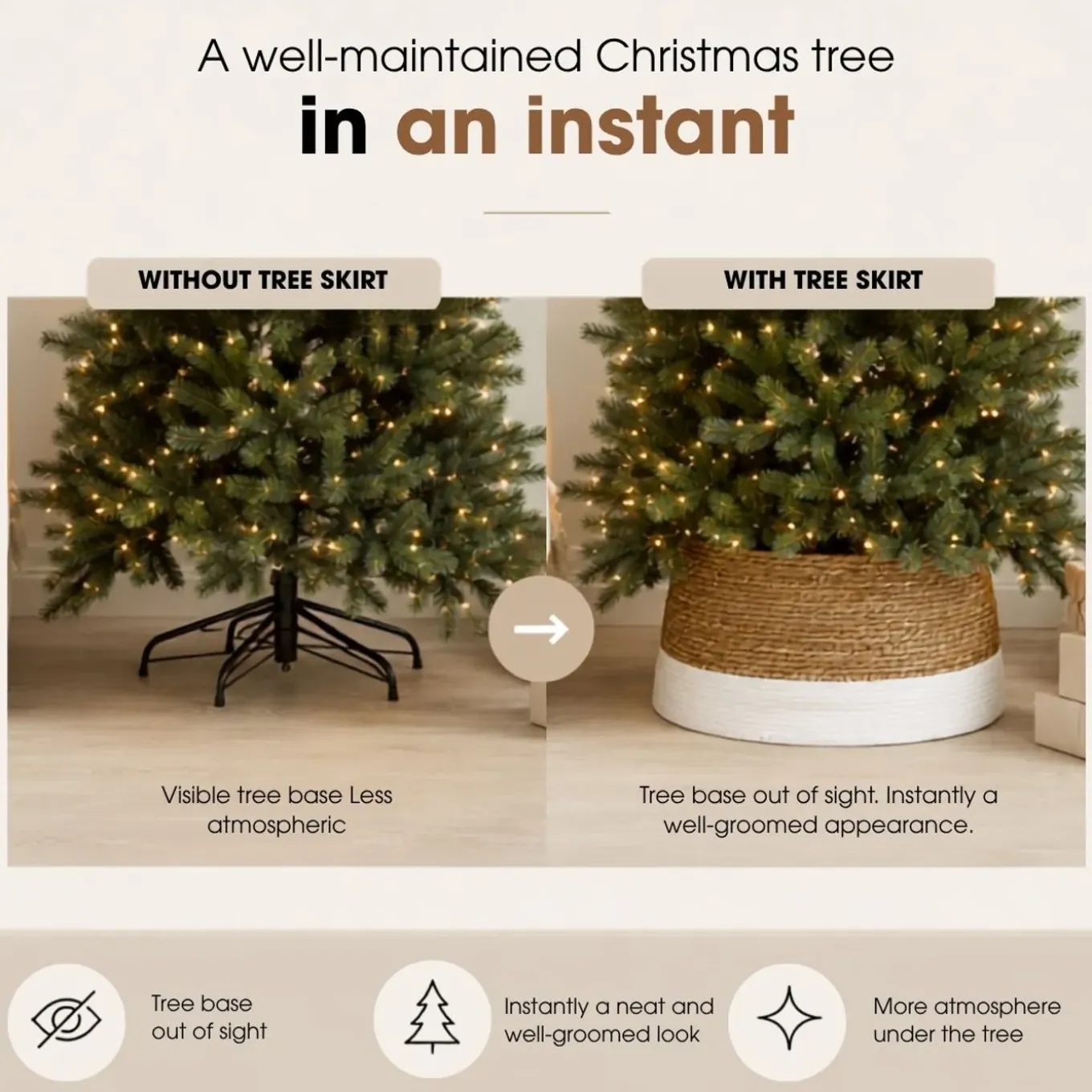 Mica Decorations Kerstboomrok Off White - H26cm - D58cm