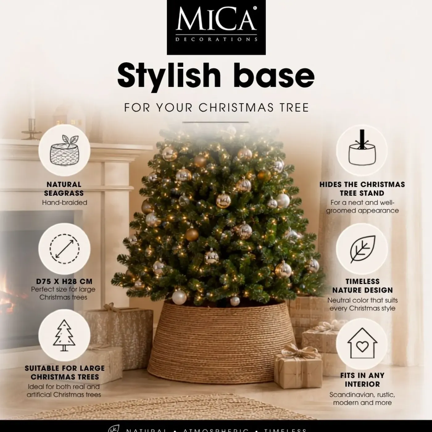 Mica Decorations Kerstboomrok H28 X D75 Cm Zeegras