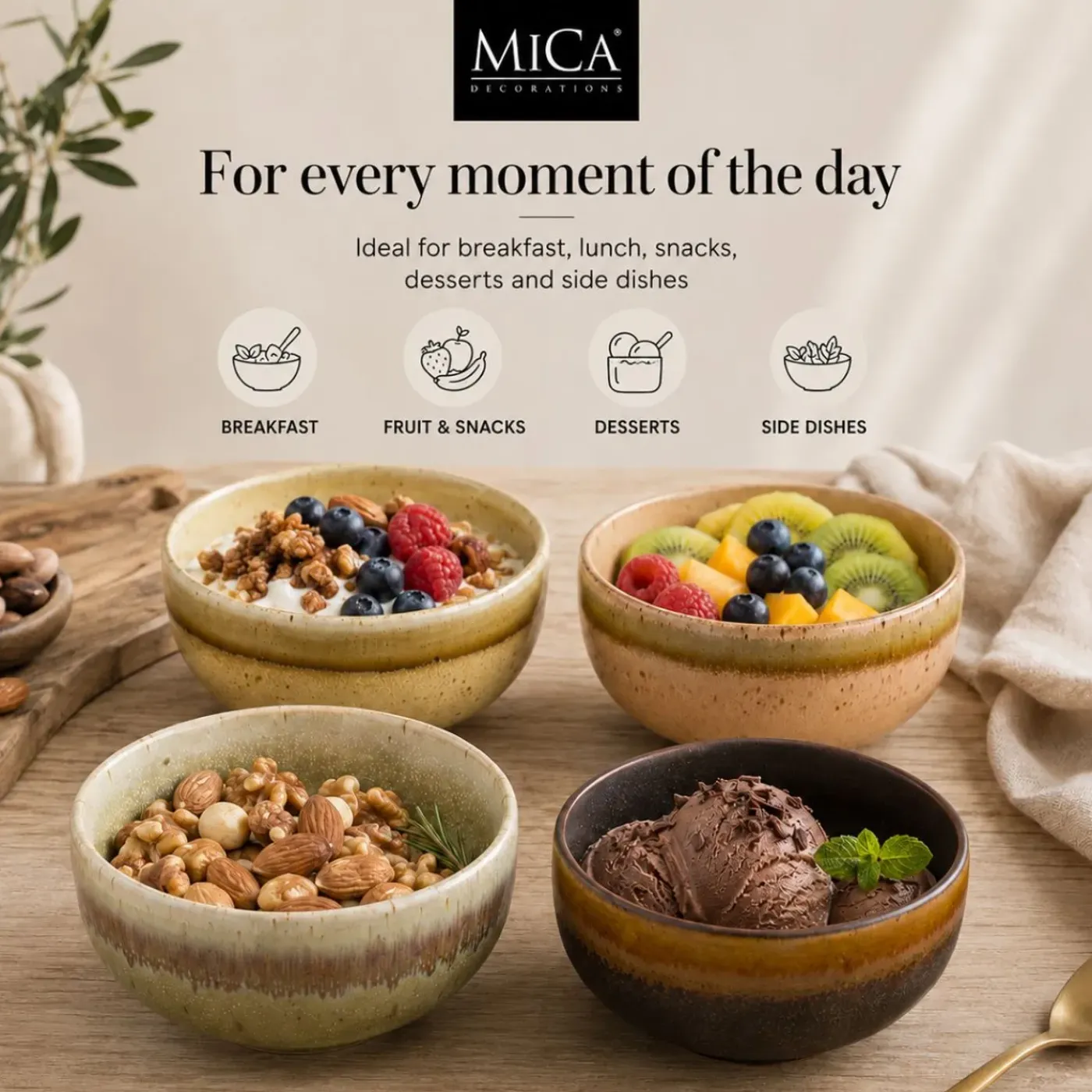 Mica Decorations Kommen Set 4 Stuks D11 X 5 -5 Cm