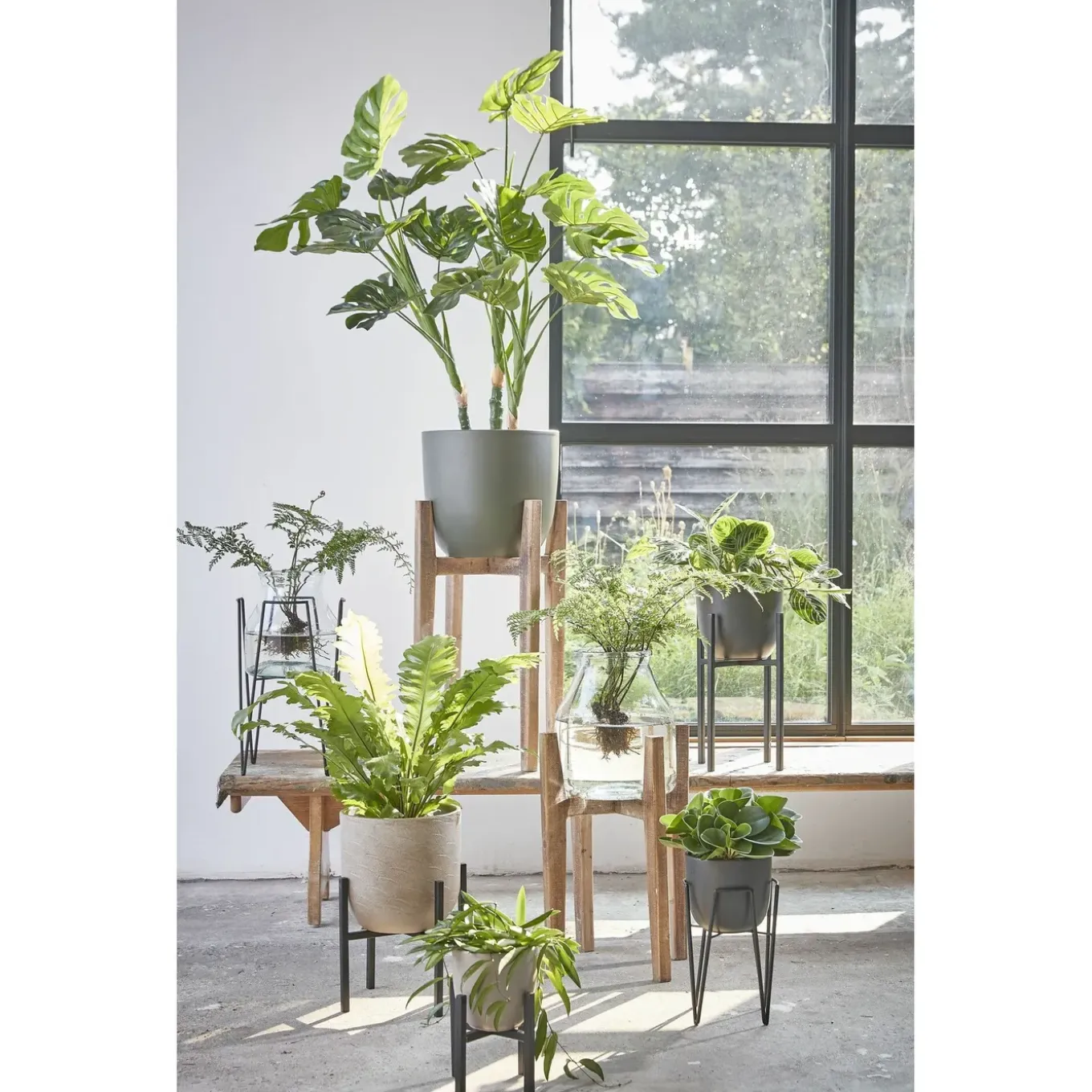 Mica Decorations Kunstplant Monstera/gatenplant - Groen - 100 Cm