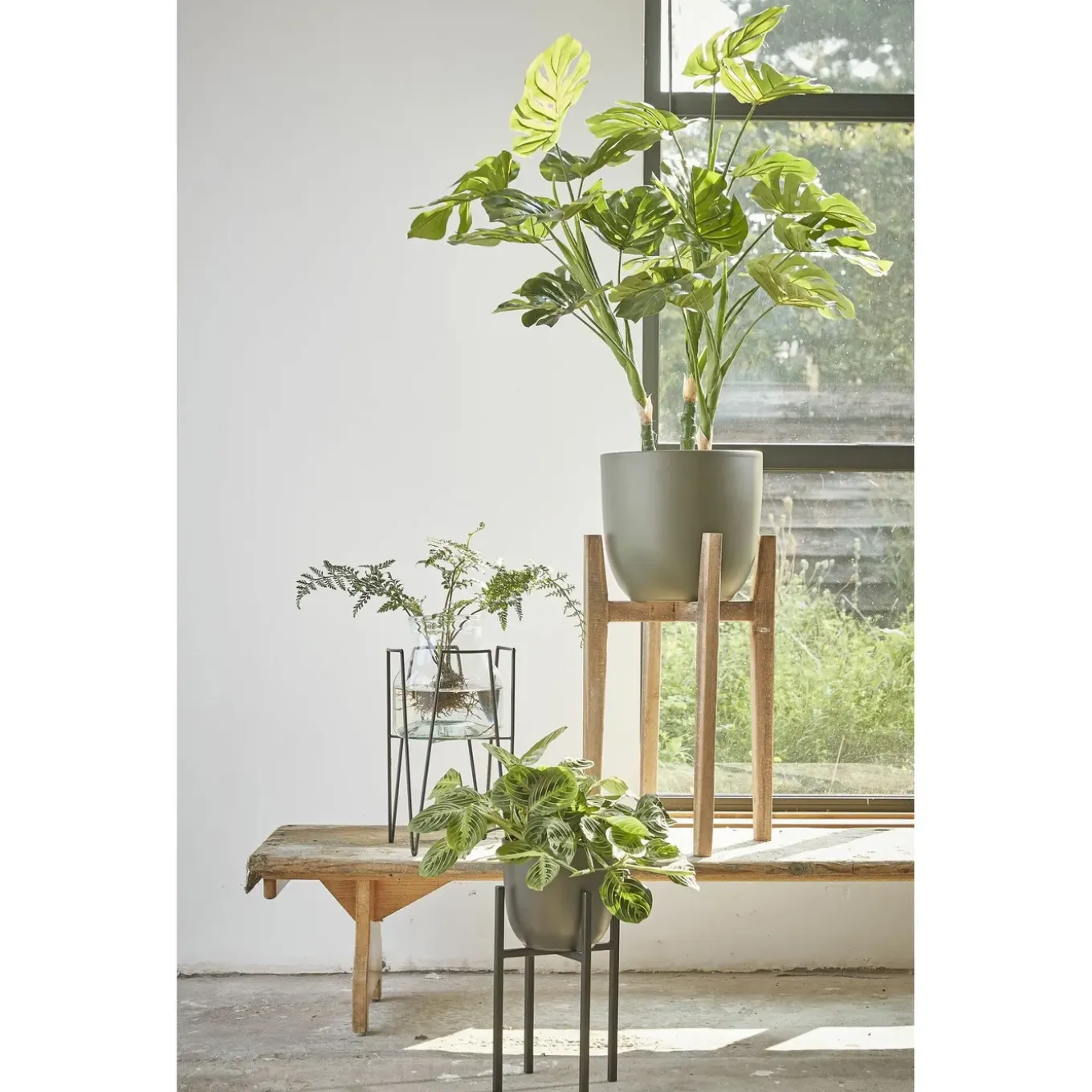 Mica Decorations Kunstplant Monstera/gatenplant - Groen - 100 Cm