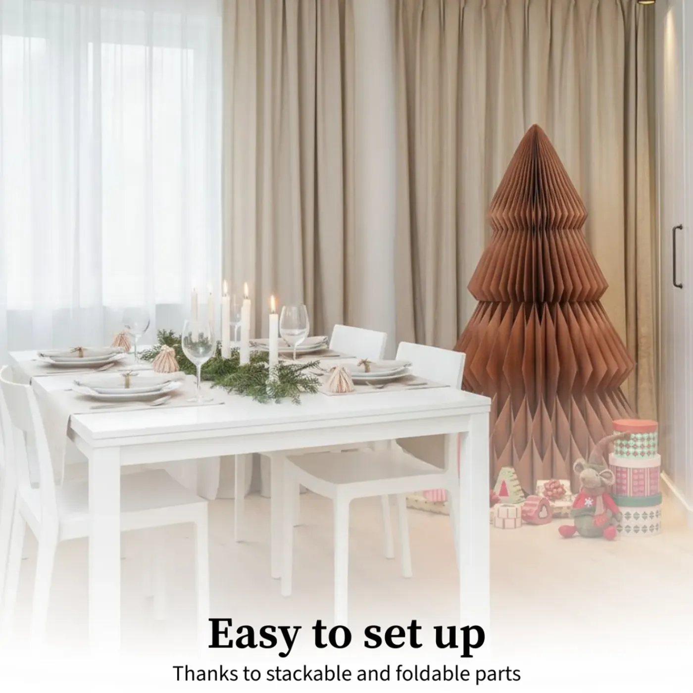 Mica Decorations Papieren Kerstboom H152 X D104 Cm Bruin