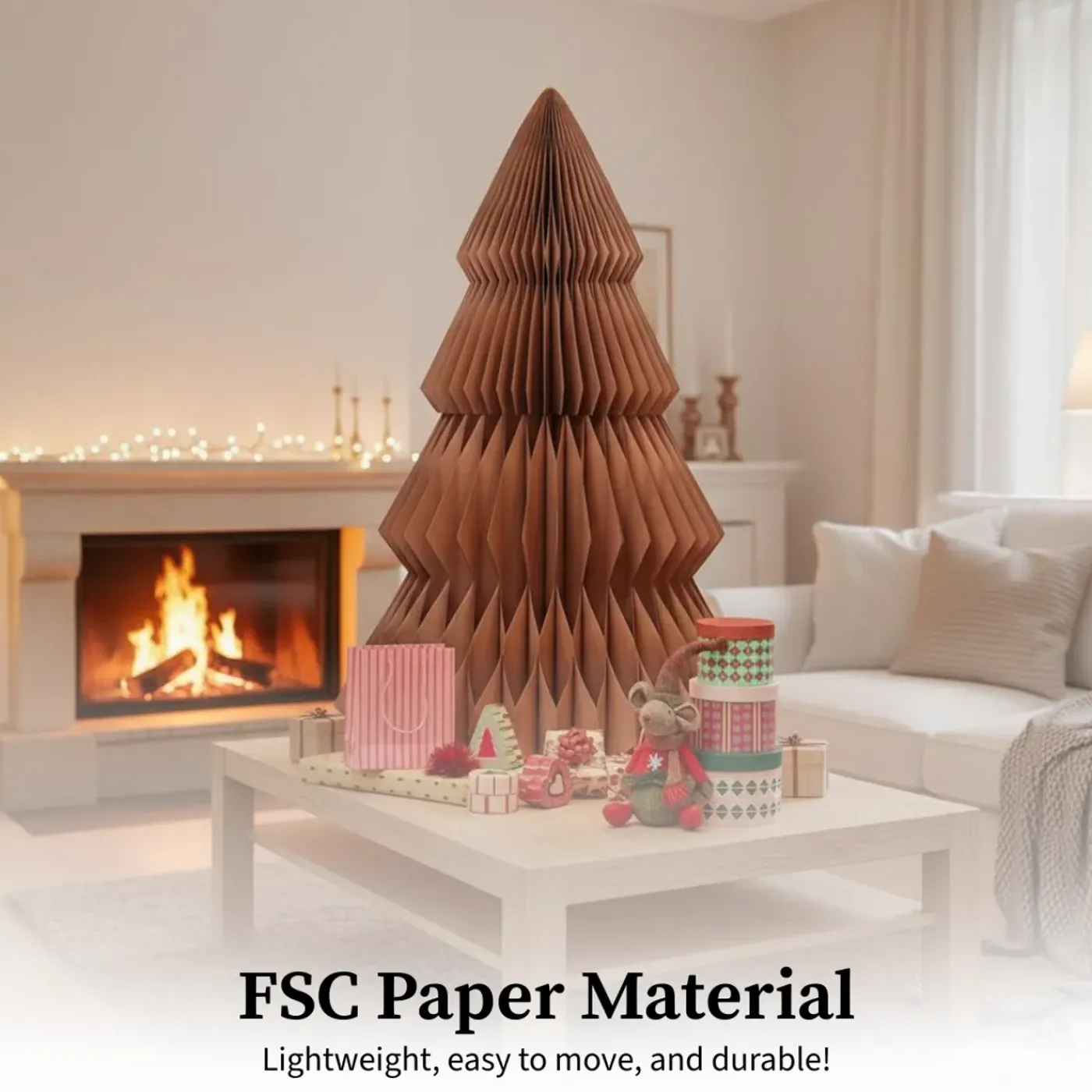 Mica Decorations Papieren Kerstboom H152 X D104 Cm Bruin
