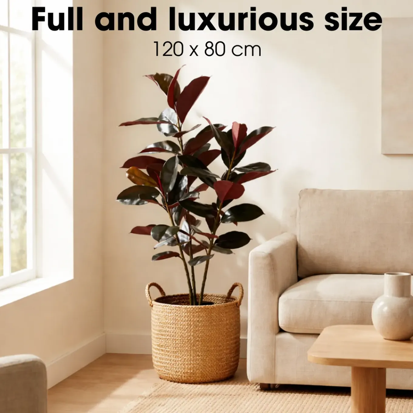 Mica Decorations Rubberplant H120 X D80 Cm Rood