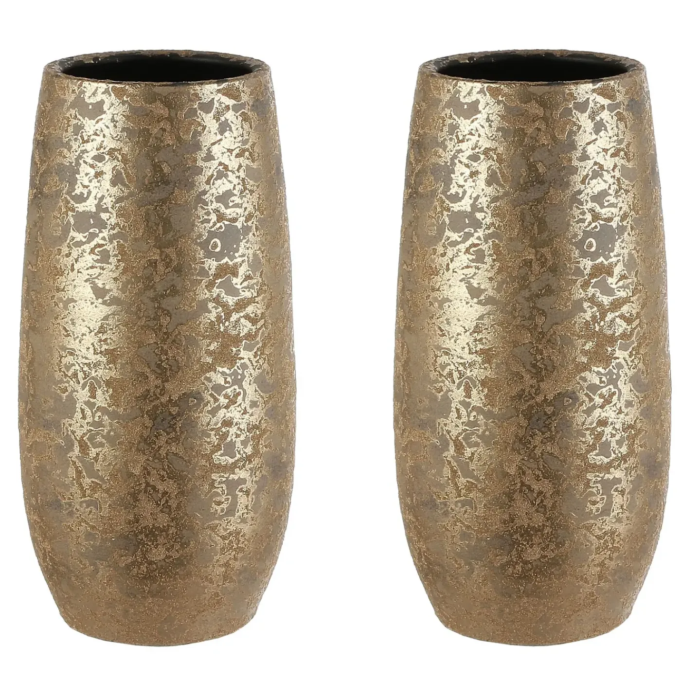 Mica Decorations Vaas - Keramiek Flakes Motief Goud - 17 X 35 Cm