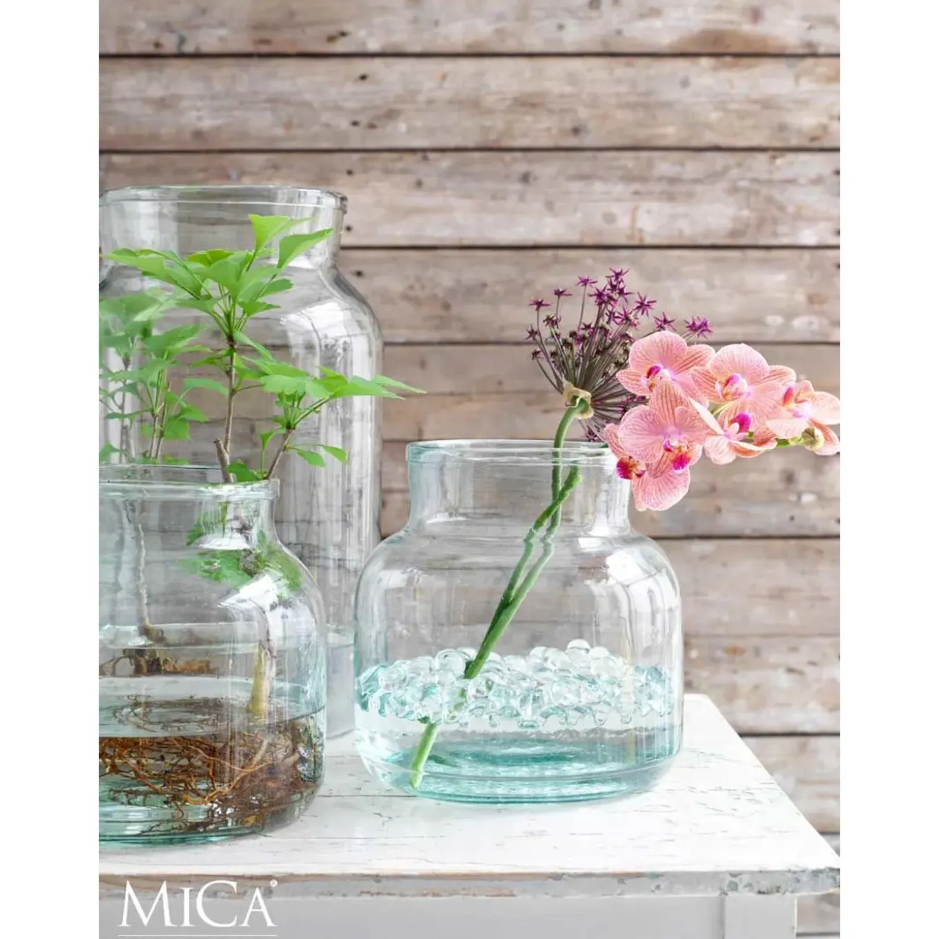 Mica Decorations Vienne Vaas Transparant - H20xd21cm