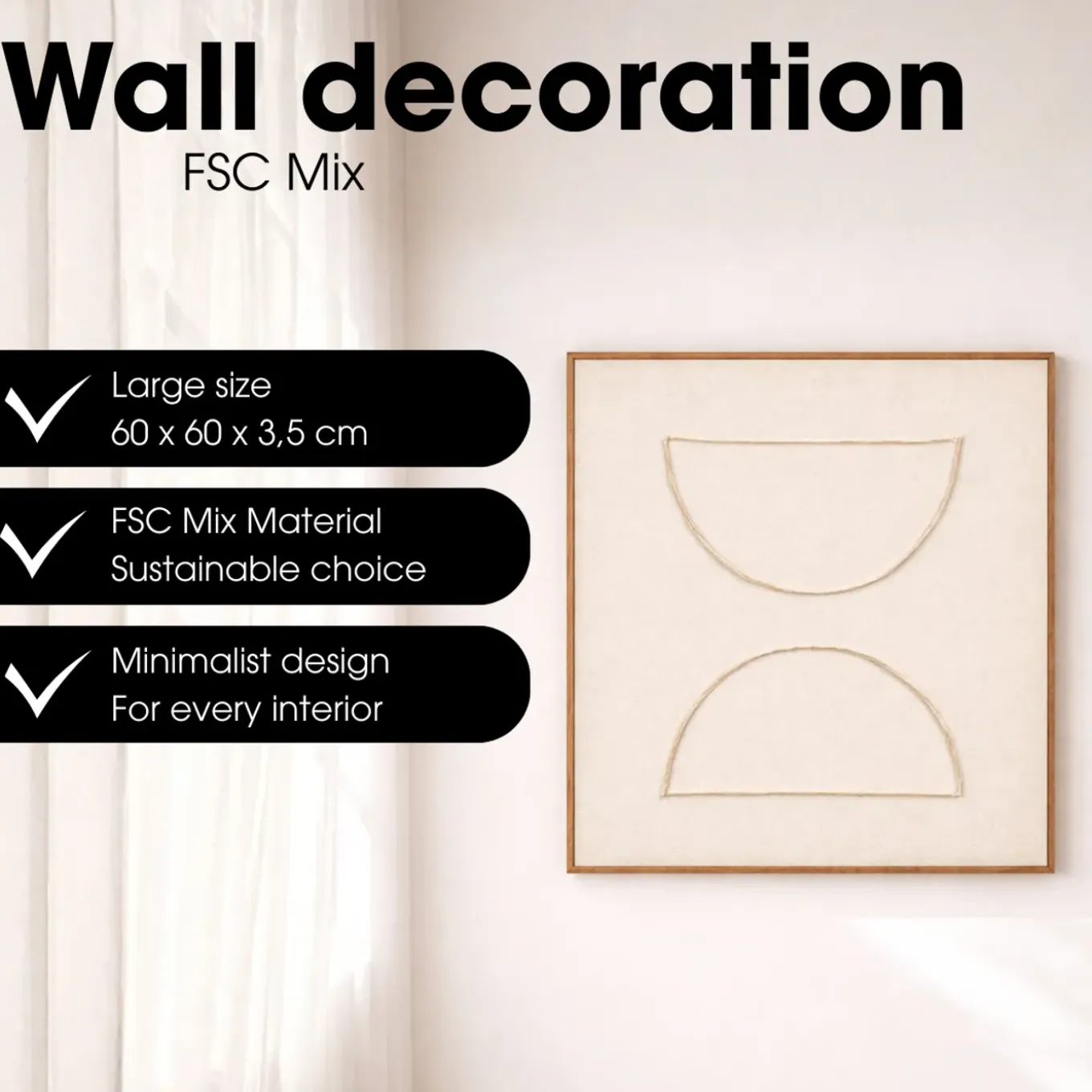 Mica Wanddecoratie Beige 60x60 Cm