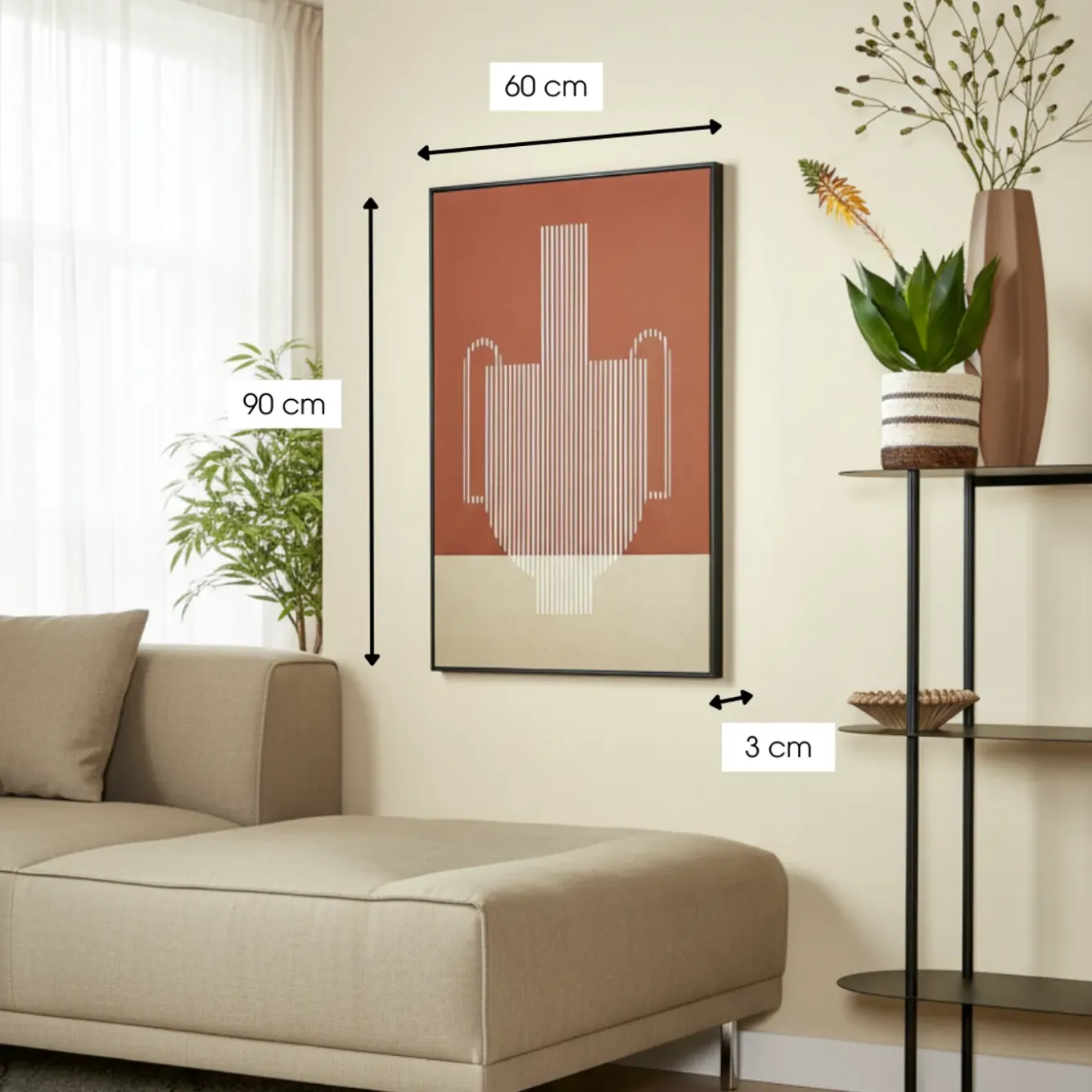 Mica Wanddecoratie Donkerbruin 90x60 Cm