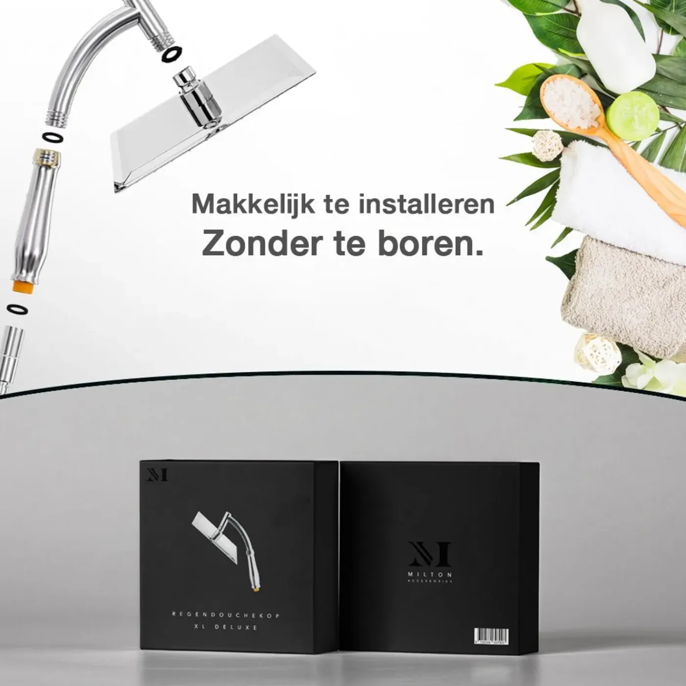 Milton Accessories Milton Regendouchekop Xl Deluxe - 28 Cm - Chrome - Douchekop Met Slang En Houder