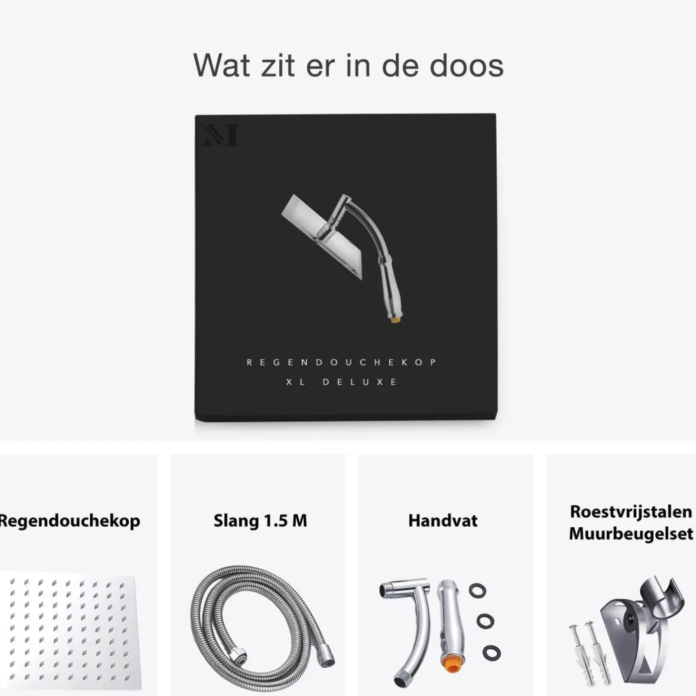 Milton Accessories Milton Regendouchekop Xl Deluxe - 28 Cm - Chrome - Douchekop Met Slang En Houder