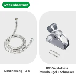 Milton Accessories Milton Regendouchekop Xl Deluxe - 28 Cm - Zwart - Douchekop Met Slang En Houder